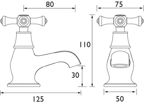 Technical image of Bristan Colonial Basin & Bath Tap Pack (Gold).