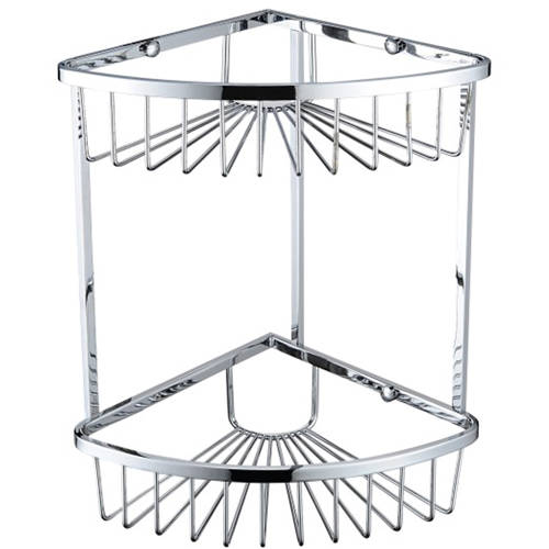 Bristan Accessories Two Tier Corner Fixed Wire Basket (Chrome).