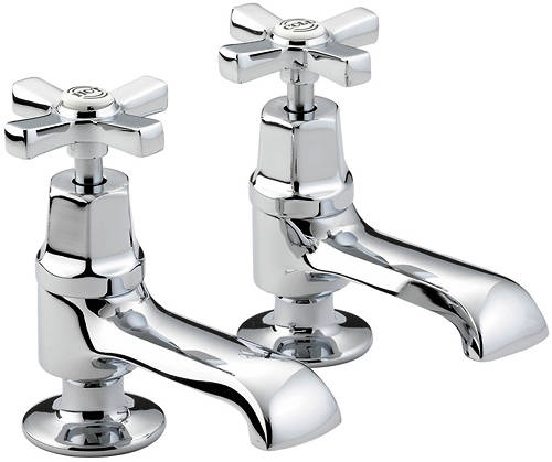 Larger image of Bristan Art Deco 1/2" Basin Taps With Ceramic Disc Valves (Chrome).