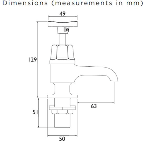 Technical image of Bristan Art Deco 3/4" Bath Taps With Ceramic Disc Valves (Chrome).