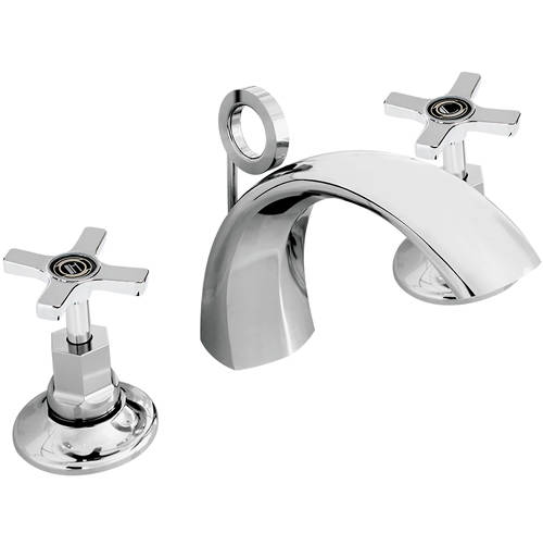 Larger image of Bristan Art Deco 3 Hole Basin Mixer Tap With Pop Up Waste (Chrome).