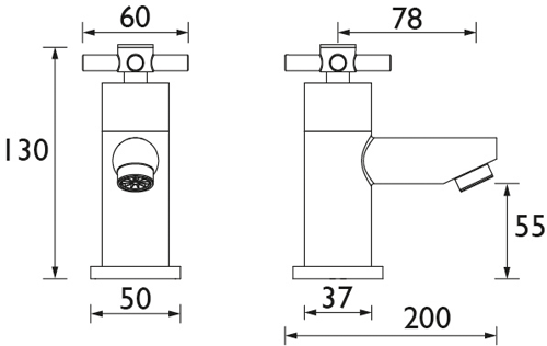 Technical image of Bristan Decade Basin & Bath Taps Pack (Pair, Chrome).