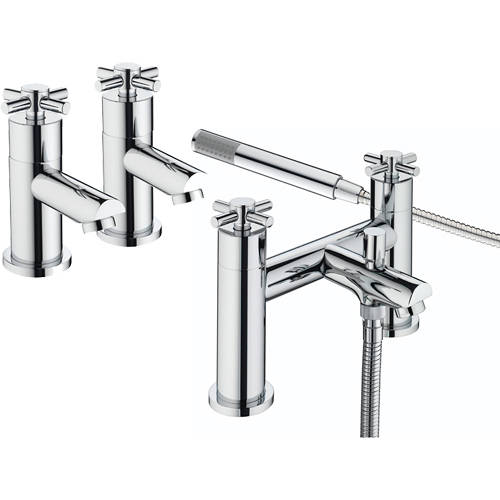 Larger image of Bristan Decade Basin Taps & Bath Shower Mixer Pack (Chrome).