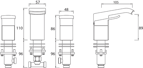 Technical image of Bristan Descent 3 Hole Basin & Bath Filler Tap Pack (Chrome).