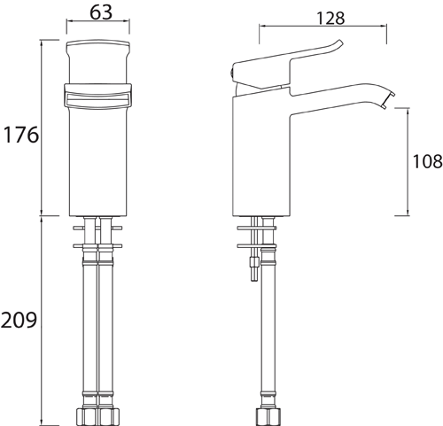 Technical image of Bristan Descent Basin Mixer & 1 Hole Bath Filler Tap Pack (Chrome).