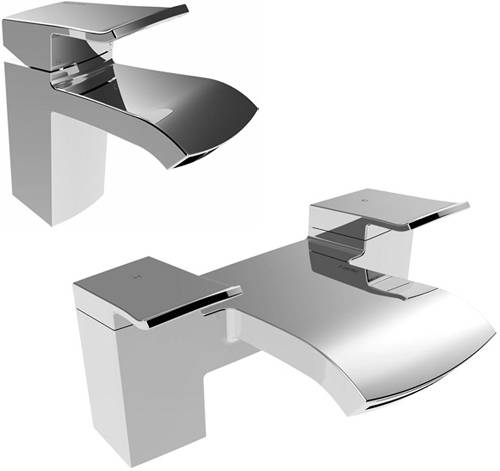 Larger image of Bristan Descent Basin Mixer & Bath Filler Tap Pack (Chrome).