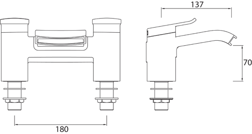 Technical image of Bristan Descent Basin Mixer & Bath Filler Tap Pack (Chrome).