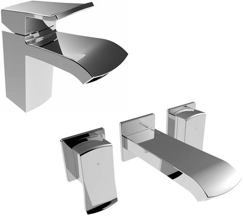 Larger image of Bristan Descent Mono Basin & Wall Mounted Bath Filler Tap Pack (Chrome).