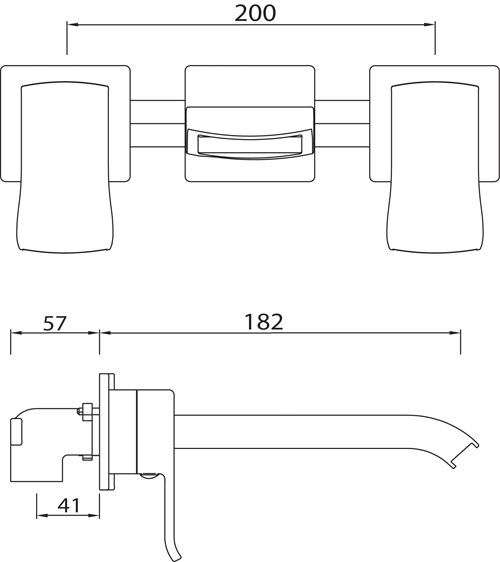 Technical image of Bristan Descent Mono Basin & Wall Mounted Bath Filler Tap Pack (Chrome).