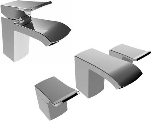 Larger image of Bristan Descent Mono Basin & 3 Hole Bath Filler Tap Pack (Chrome).