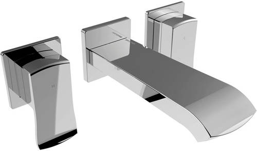 Example image of Bristan Descent 3 Hole Wall Mounted Basin & Bath Filler Tap Pack (Chrome).
