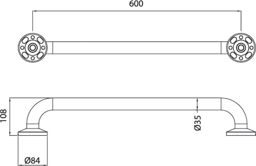 Technical image of Bristan Commercial DocM Shower Seat With 4 X 600mm Grab Rails  (White).