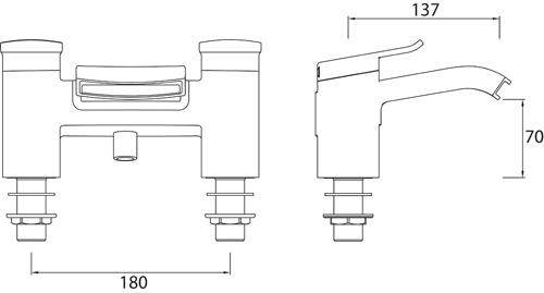 Technical image of Bristan Descent Bath Shower Mixer Tap (Chrome).