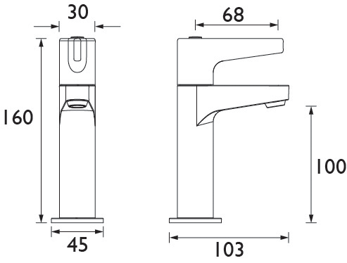Technical image of Bristan Kitchen Design High Neck Kitchen Taps (Lever, Chrome).