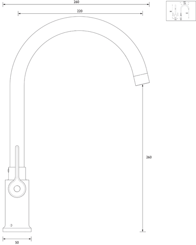 Technical image of Bristan Kitchen Easy Fit Design Mixer Kitchen Tap (TAP ONLY, Chrome).