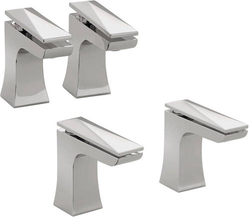 Larger image of Bristan Ebony Basin & Bath Taps Pack (Pairs, Chrome).