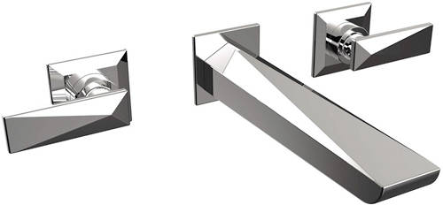 Example image of Bristan Ebony 3 Hole Wall Mounted Basin & Bath Filler Taps Pack (Chrome).
