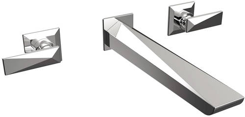 Example image of Bristan Ebony 3 Hole Wall Mounted Basin & Bath Filler Taps Pack (Chrome).