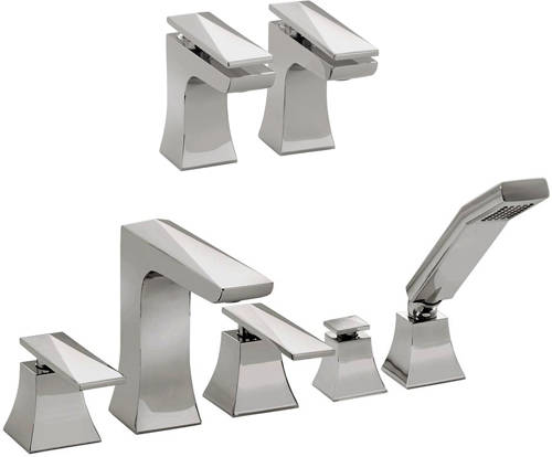 Larger image of Bristan Ebony Basin & 5 Hole Bath Shower Mixer Tap Pack (Chrome).