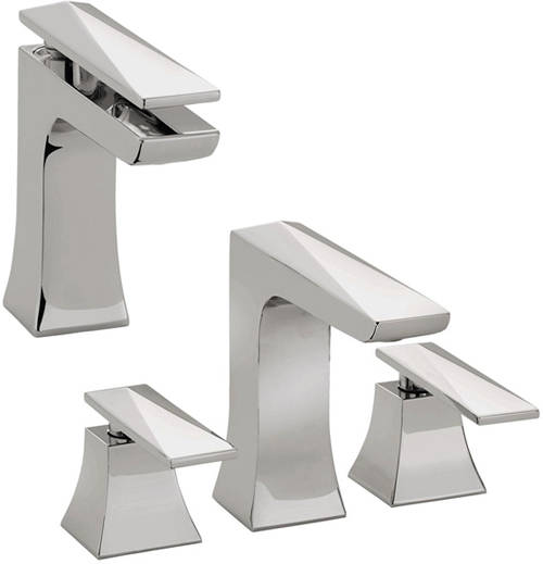 Larger image of Bristan Ebony Mono Basin & 3 Hole Bath Filler Tap Pack (Chrome).