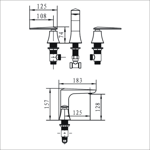 Technical image of Bristan Ebony Mono Basin & 3 Hole Bath Filler Tap Pack (Chrome).