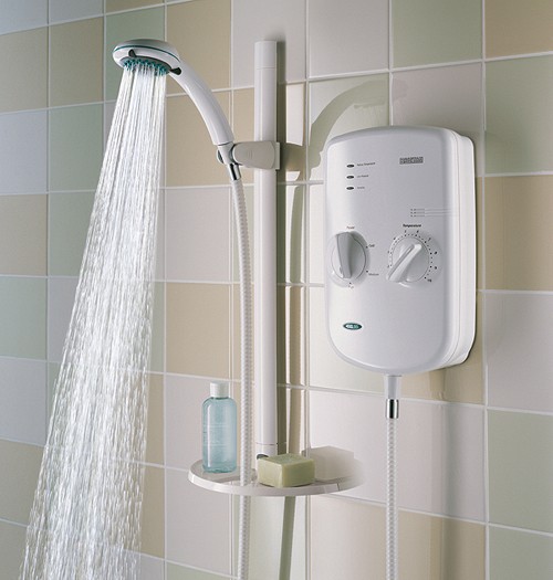 Larger image of Bristan Electric Showers 8.5Kw Evo Electric Shower With Riser Rail Kit In White.
