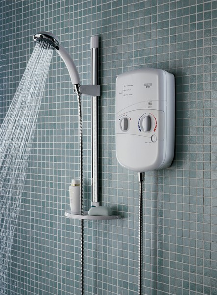 Larger image of Bristan Electric Showers 8.5Kw Electric Shower With Riser Rail Kit In White.