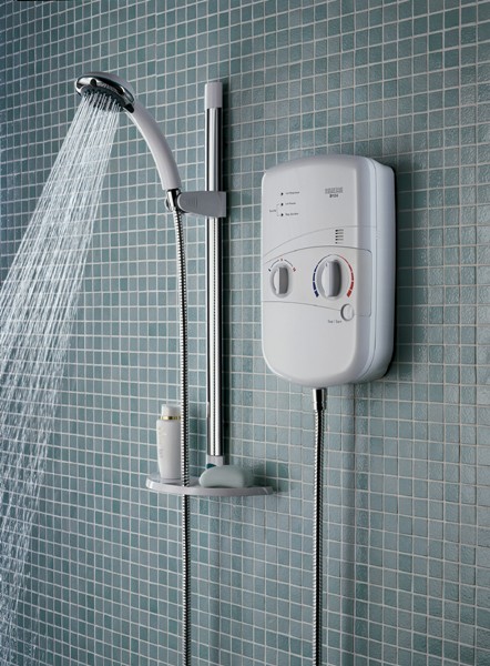 Larger image of Bristan Electric Showers 9.5Kw Electric Shower With Riser Rail Kit In White.