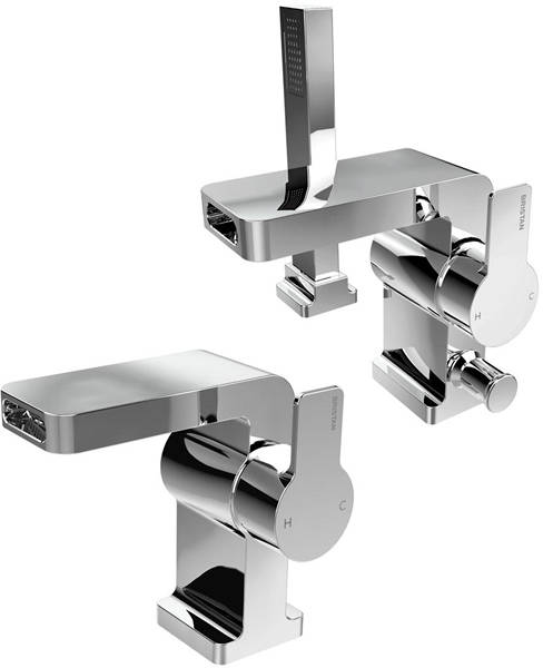 Larger image of Bristan Exodus Waterfall Basin & 2 Hole Bath Shower Mixer Tap Pack (Chrome).