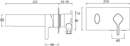 Technical image of Bristan Flute Bath Spout (Chrome).