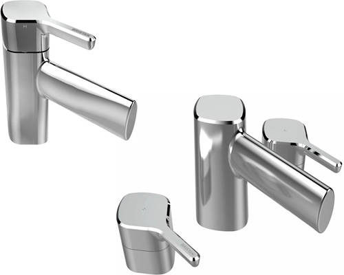 Larger image of Bristan Flute Mono Basin Mixer & 3 Hole Bath Filler Tap Pack (Chrome).