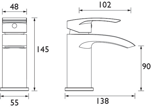 Technical image of Bristan Glide Mono Basin Mixer Tap (Chrome).