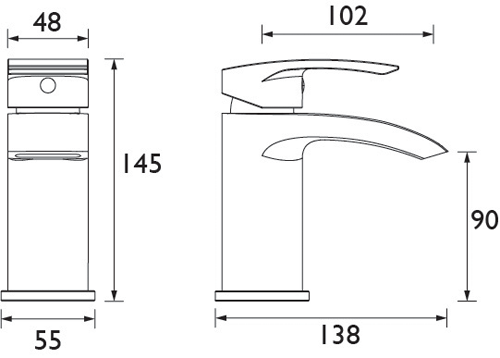 Technical image of Bristan Glide Basin & Bath Filler Tap Pack (Chrome).