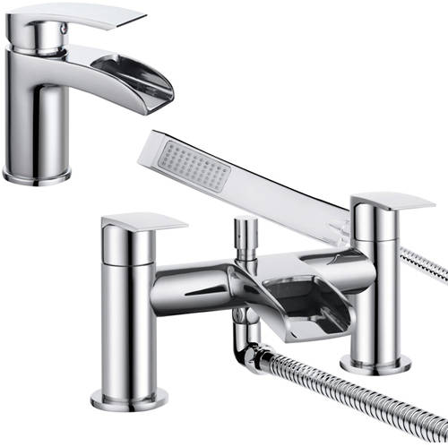 Larger image of Bristan Glide Waterfall Basin & Bath Shower Mixer Tap Pack (Chrome).