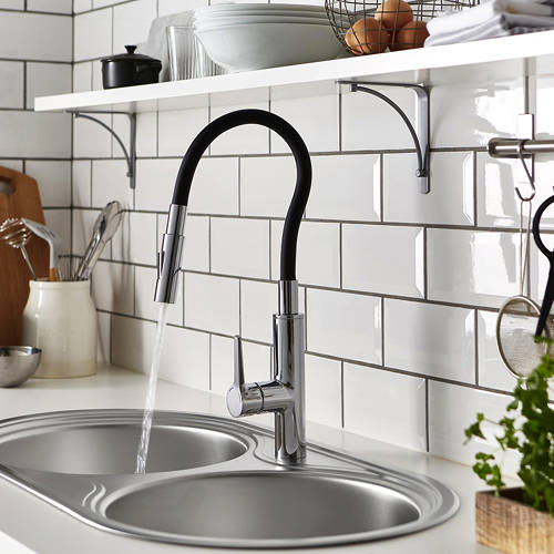 Example image of Bristan Kitchen Gallery Kitchen Tap With Flexible Spout (Chrome & Black).