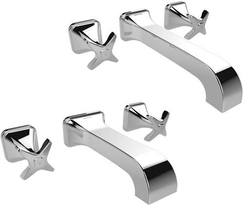 Larger image of Bristan Glorious Wall Mounted Basin & Bath Filler Tap Pack (Chrome).