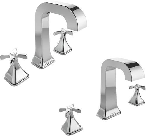 Larger image of Bristan Glorious 3 Hole Basin & Bath Filler Tap Pack (Chrome).