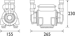 Technical image of Bristan Pumps 3.0 Bar, Twin Impeller Shower Booster Pump 100.