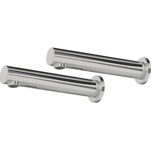 Larger image of Bristan Commercial 2 X Wall Mounted Sensor Basin Taps (Brushed Nickel).