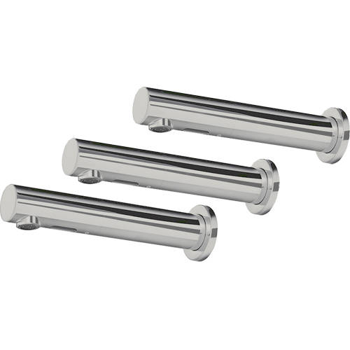 Larger image of Bristan Commercial 3 X Wall Mounted Sensor Basin Taps (Brushed Nickel).