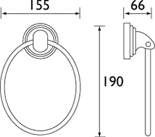 Technical image of Bristan Java Towel Ring & Toilet Roll Holder Set (Chrome).