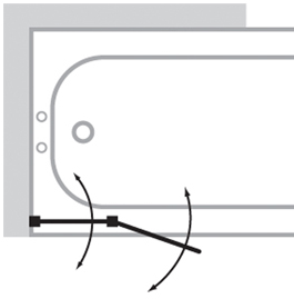 Technical image of Bristan Java 2 Panel Bathscreen (Left Handed, Silver).