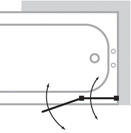 Technical image of Bristan Java 2 Panel Bathscreen (Right Handed, Silver).