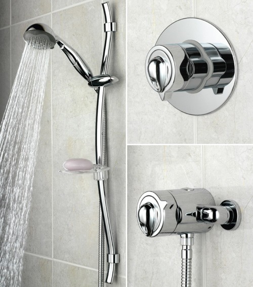 Larger image of Bristan Java Modern Thermostatic Shower Valve With Rigid Riser (Chrome).