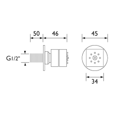 Technical image of Bristan Accessories Square Body Jet (Chrome).