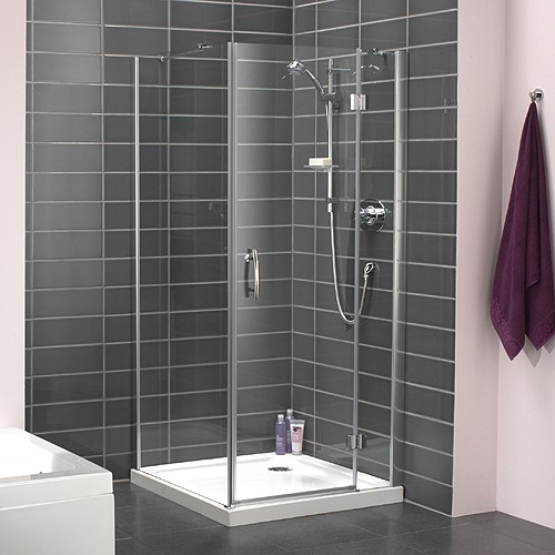 Larger image of Bristan Java 800mm Square Shower Enclosure With Hinged Door (Silver).