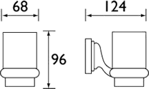 Technical image of Bristan Java Glass Tumbler & Holder (Chrome).