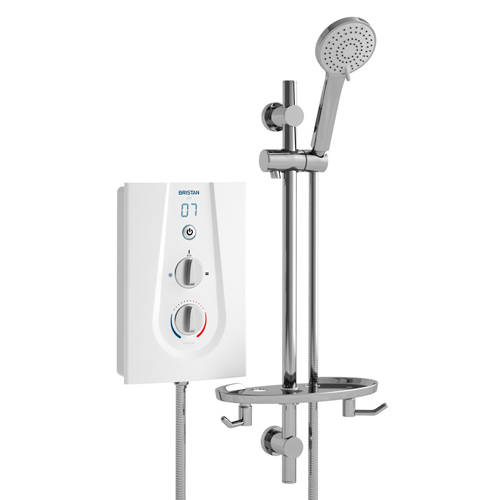 Larger image of Bristan Joy Thermostatic Electric Shower With Digital Display 8.5kW (White).