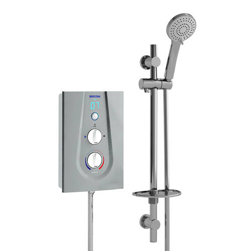 Larger image of Bristan Joy Thermostatic Electric Shower With Digital Display 9.5kW (Silver).