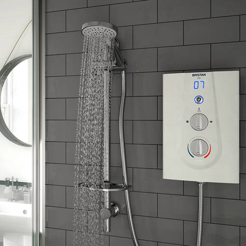 Example image of Bristan Joy Thermostatic Electric Shower With Digital Display 9.5kW (White).